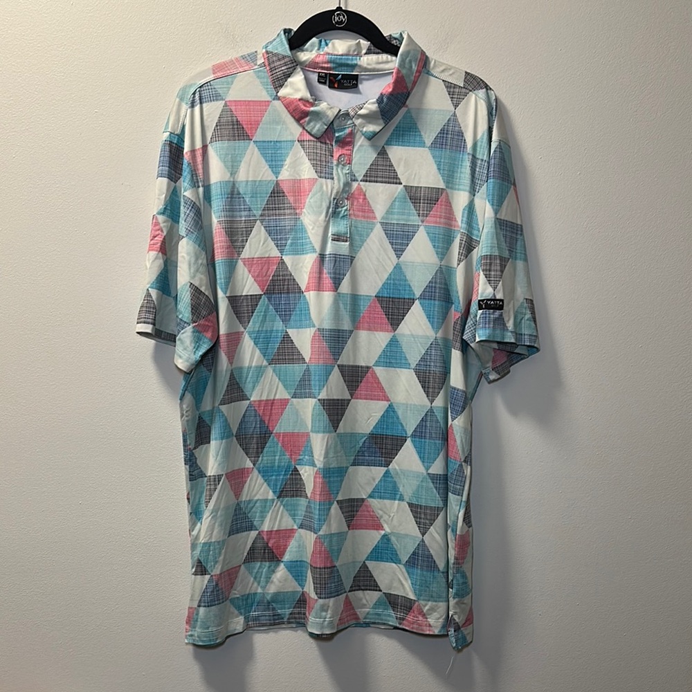 Yatta Golf Men’s Blue Geometric Vintage King Golf Polo Sz 2XL